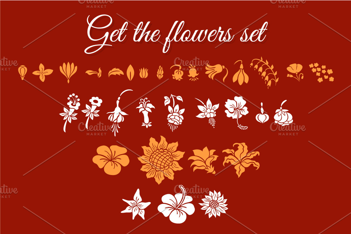 Flowers Silhouettes Set, an Illustration by Lianella's Shop (Photo 2 of 5)