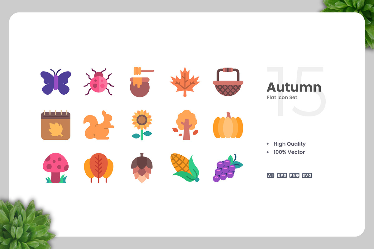 Autumn Flat Icons, an Icon by Upnowgraphic