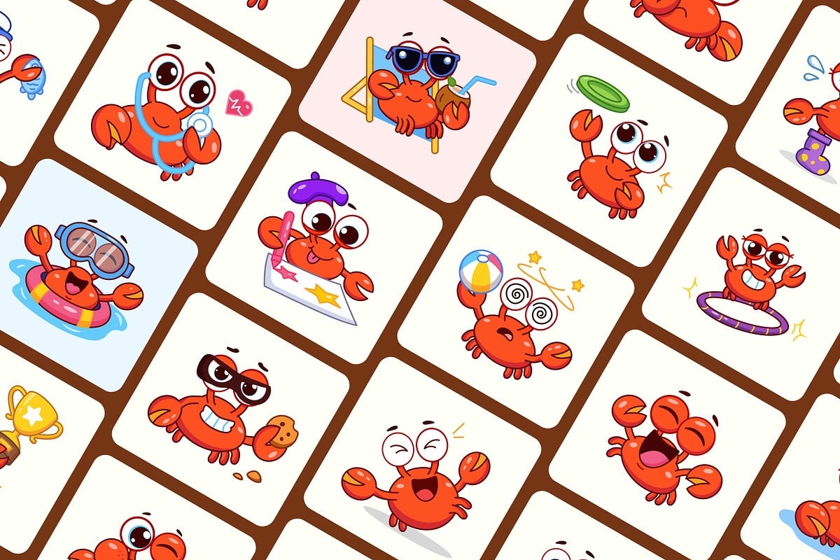 Crab Flat Vector Icons Bundle, an Emoji Icon by Brickclay (Photo 8 of 12)