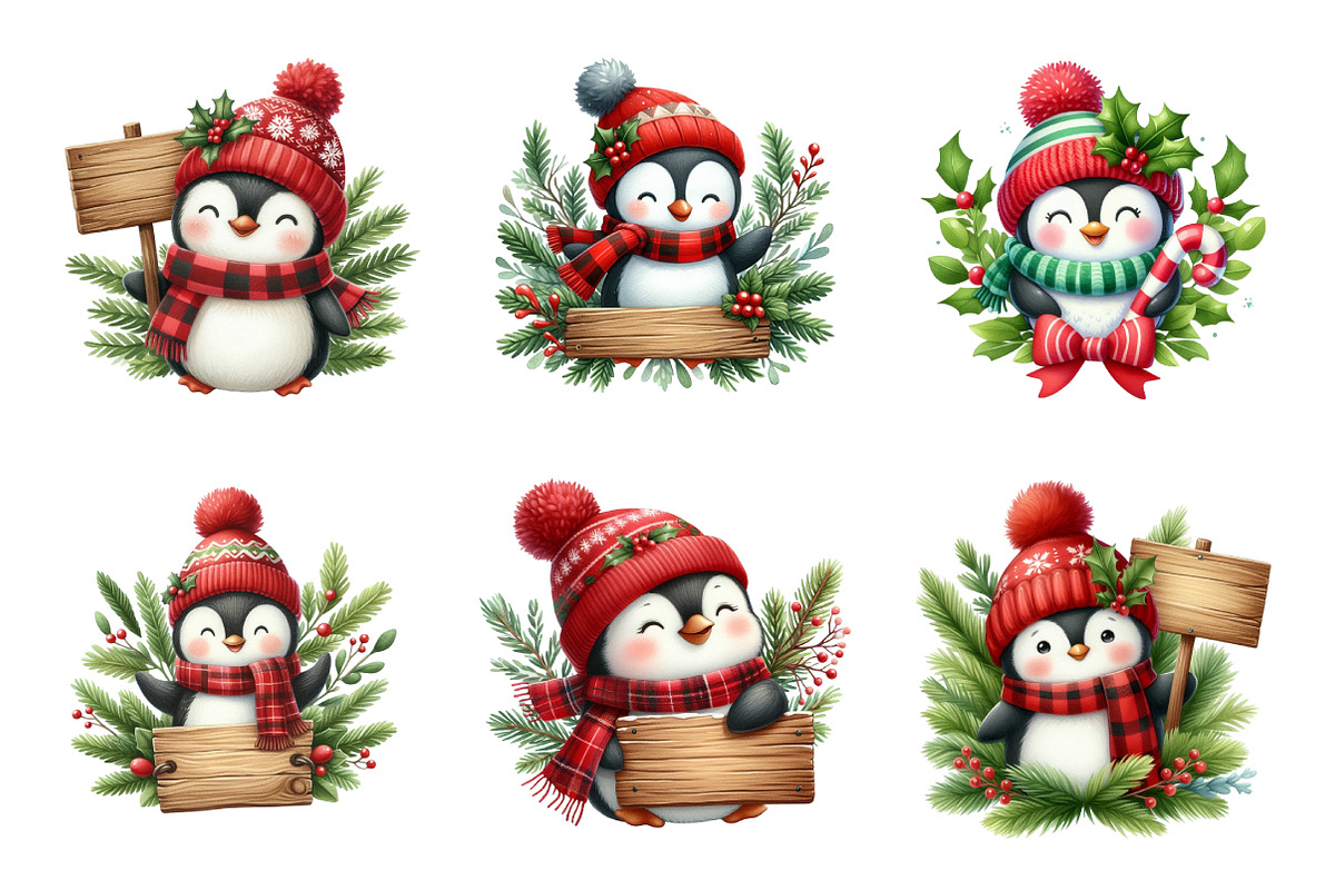 Watercolour Christmas Penguin Winter, an Illustration by SinaCreation (Photo 3 of 7)