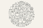 Christmas Line Art Icons, an Outline Icon by Anna_leni (Thumbnail 5 of 5)