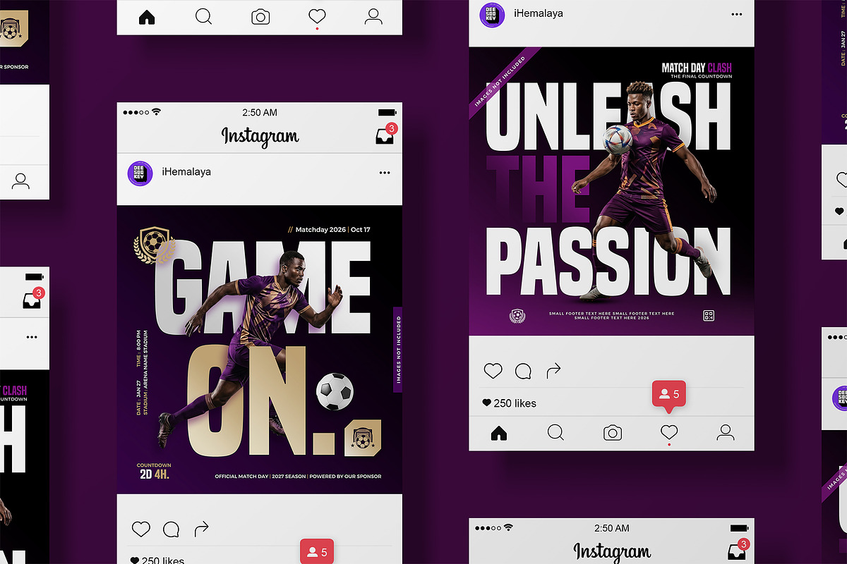 Soccer Social Media Posts Templates, a Flyer Template by iHemalaya (Photo 2 of 4)
