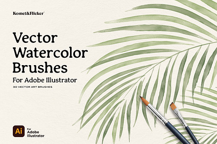 Vector Watercolor Brushes, a Brush Add-On by Komet & Flicker