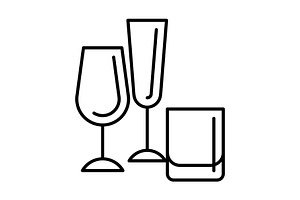 Glasses and goblets icon., an Outline Icon by incomible