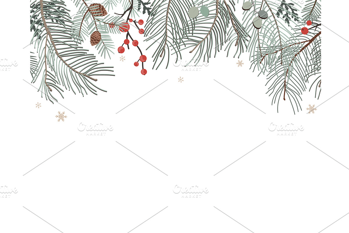 Christmas floral frame border, Happy, an Object Illustration by Toltemara