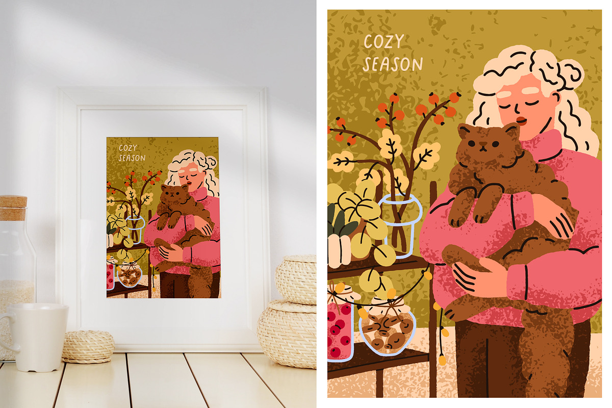 Autumn cards, cozy fall posters set, a Seasonal Illustration by Good Studio (Photo 2 of 4)