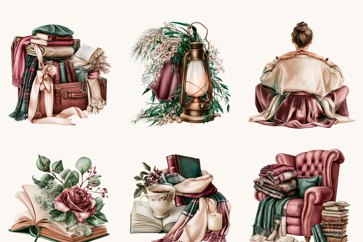 Dark Academia Watercolor Clipart, a Person Illustration by BusyDaydesign (Photo 6 of 9)