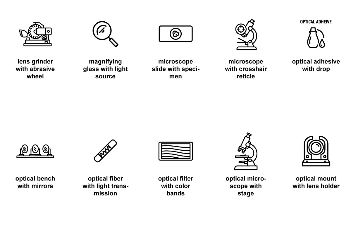 Optical laboratory Icon Set, an Outline Icon by Nurlan's shop (Photo 3 of 6)
