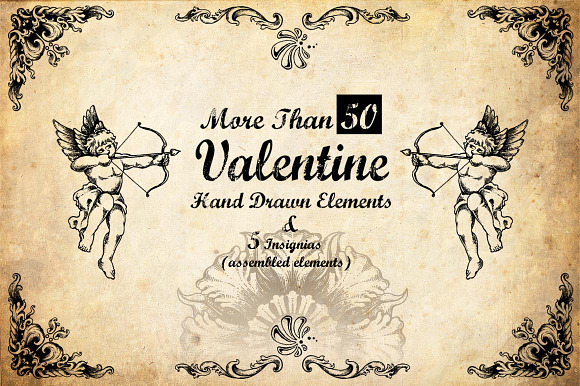 50+ Hand Drawn Valentine Elements preview 6