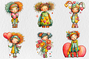 Quirky Valentine Day Girl Clipart, a Seasonal Illustration by Rose Art (Thumbnail 3 of 7)