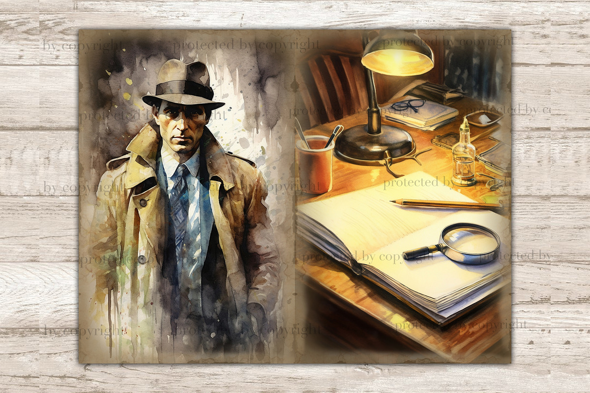 Detective Junk Journal Paper, a Person Illustration by GlamArtZhanna (Photo 4 of 9)