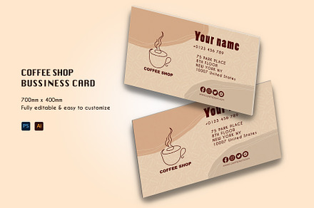 Coffee bussiness card with bohostyle