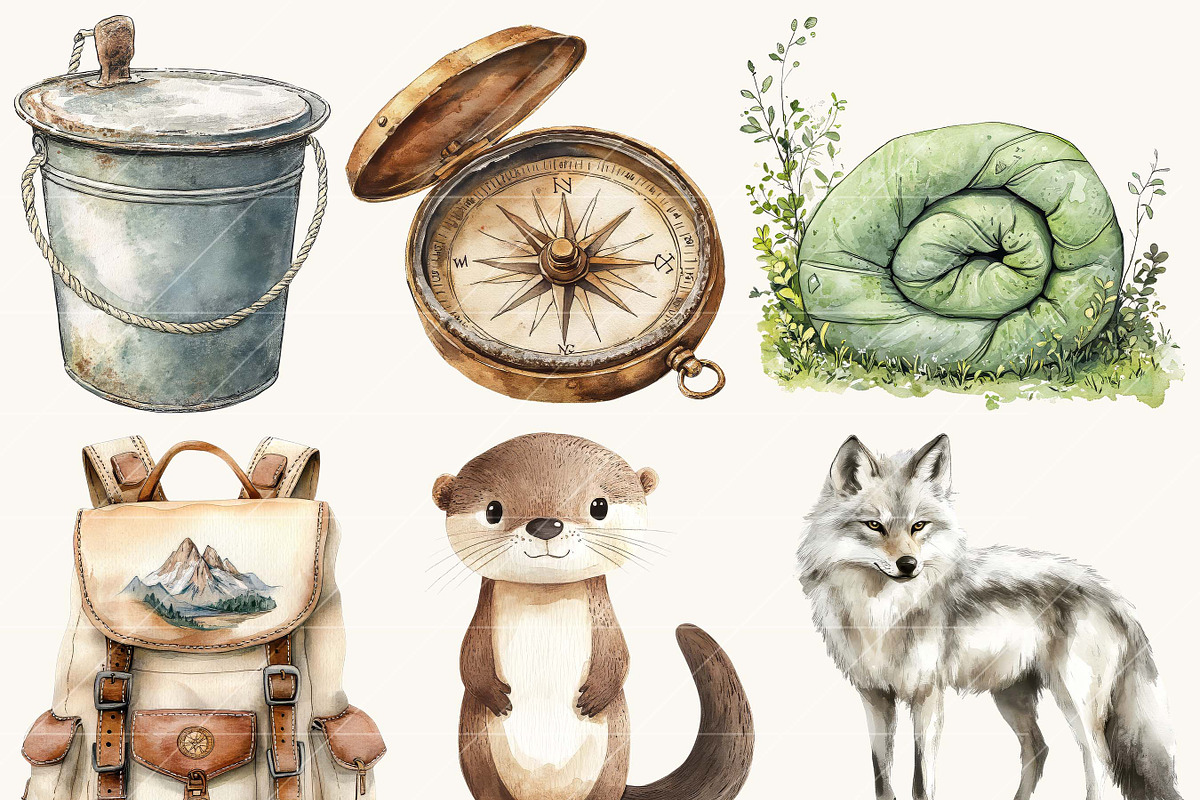 Watercolor Tiny Scouts Clipart, an Object Illustration by SparkyDesignsUS (Photo 3 of 9)