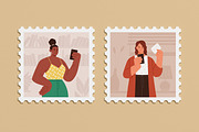 Young women use smartphones, a Person Illustration by Good Studio (Thumbnail 2 of 3)