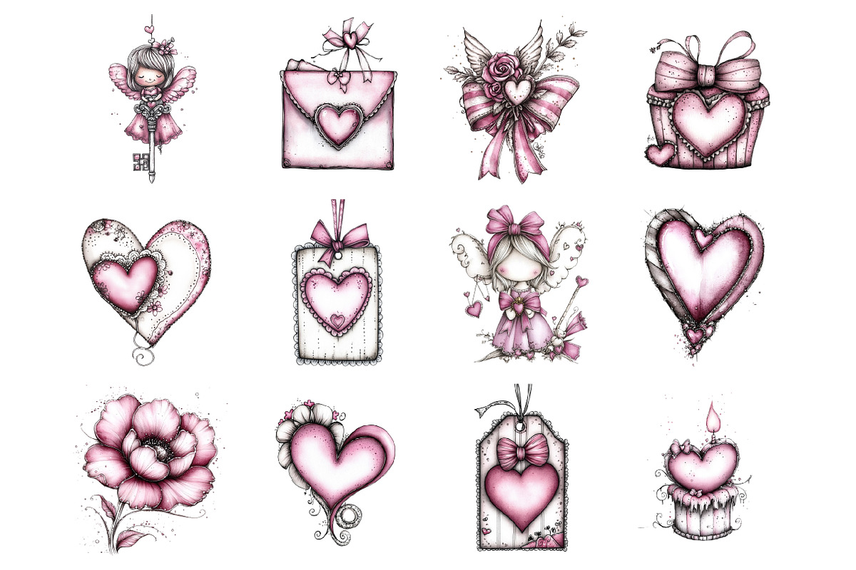 Valentine's Whimsical Clipart, an Illustration by Design Market (Photo 3 of 3)
