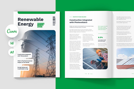 Solar Energy Magazine Canva Template, a Magazine Template by artbart