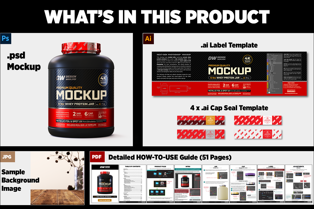 5lb Whey Protein Jar Mockup A1-Pro, a Packaging Mockup by Design Warlord (Photo 14 of 16)