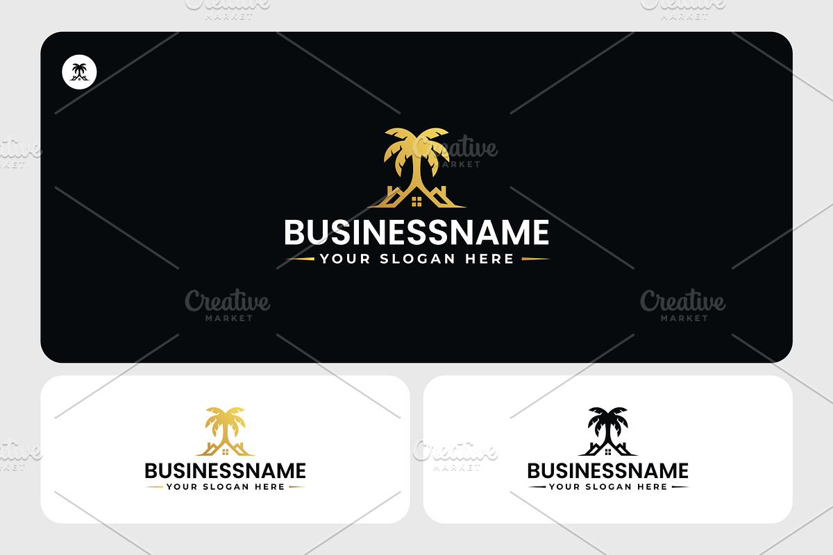 Palm tree real estate hotel logo, a Branding & Logo Template by Team_Ultra_Graphics