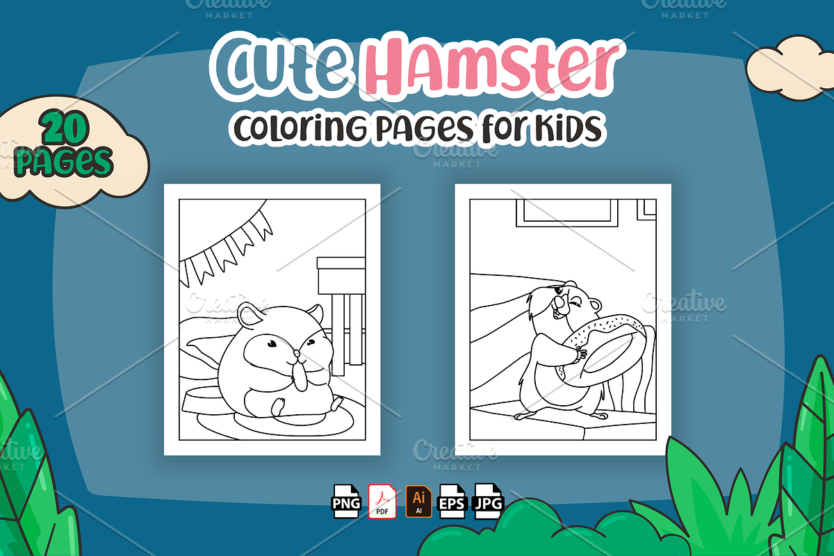 Hamster Coloring Pages for Kids, an Animal Illustration by Sultana177 (Photo 3 of 3)