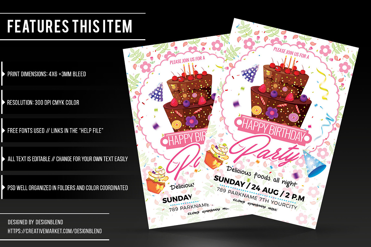 Birthday Party Flyer Template, a Flyer Template by designblends@gmail.com (Photo 2 of 3)