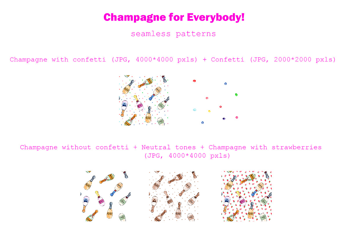 Champagne for Everybody - pattern, a Pattern Graphic by Katerina Tova (Photo 2 of 6)