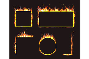 Realistic fire border. Rectangular, a Texture Illustration by Vectorbuum