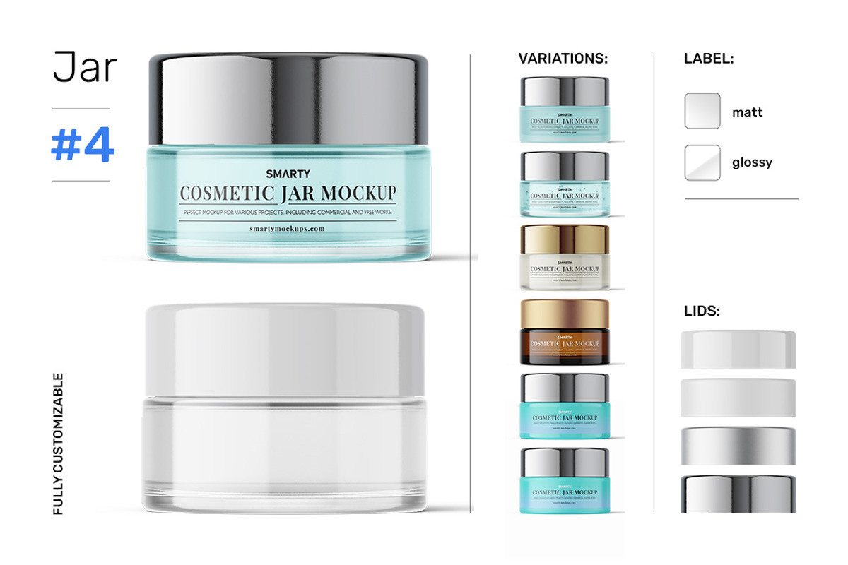 Cosmetic jar mockups bundle, a Packaging Mockup by Smarty Mockups (Photo 9 of 28)