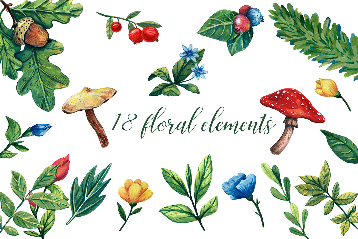 Forest Birds - Gouache Clipart Set, an Animal Illustration by Mashamashastu (Photo 3 of 11)