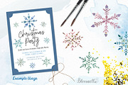 Snowflakes Watercolour Set Clipart, an Object Illustration by Bloomella (Thumbnail 4 of 6)