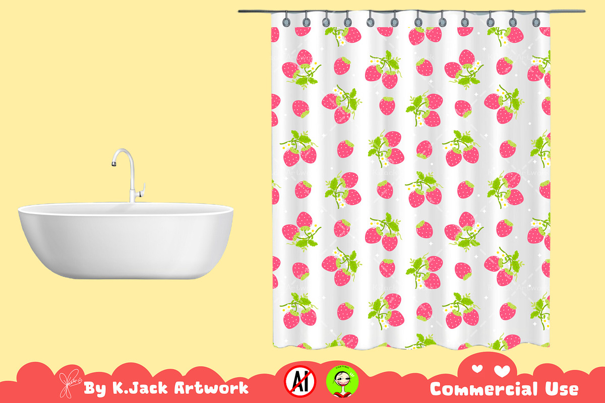 Cute Strawberry Pattern Seamless, a Background Graphic by K.JackArtwork (Photo 6 of 7)