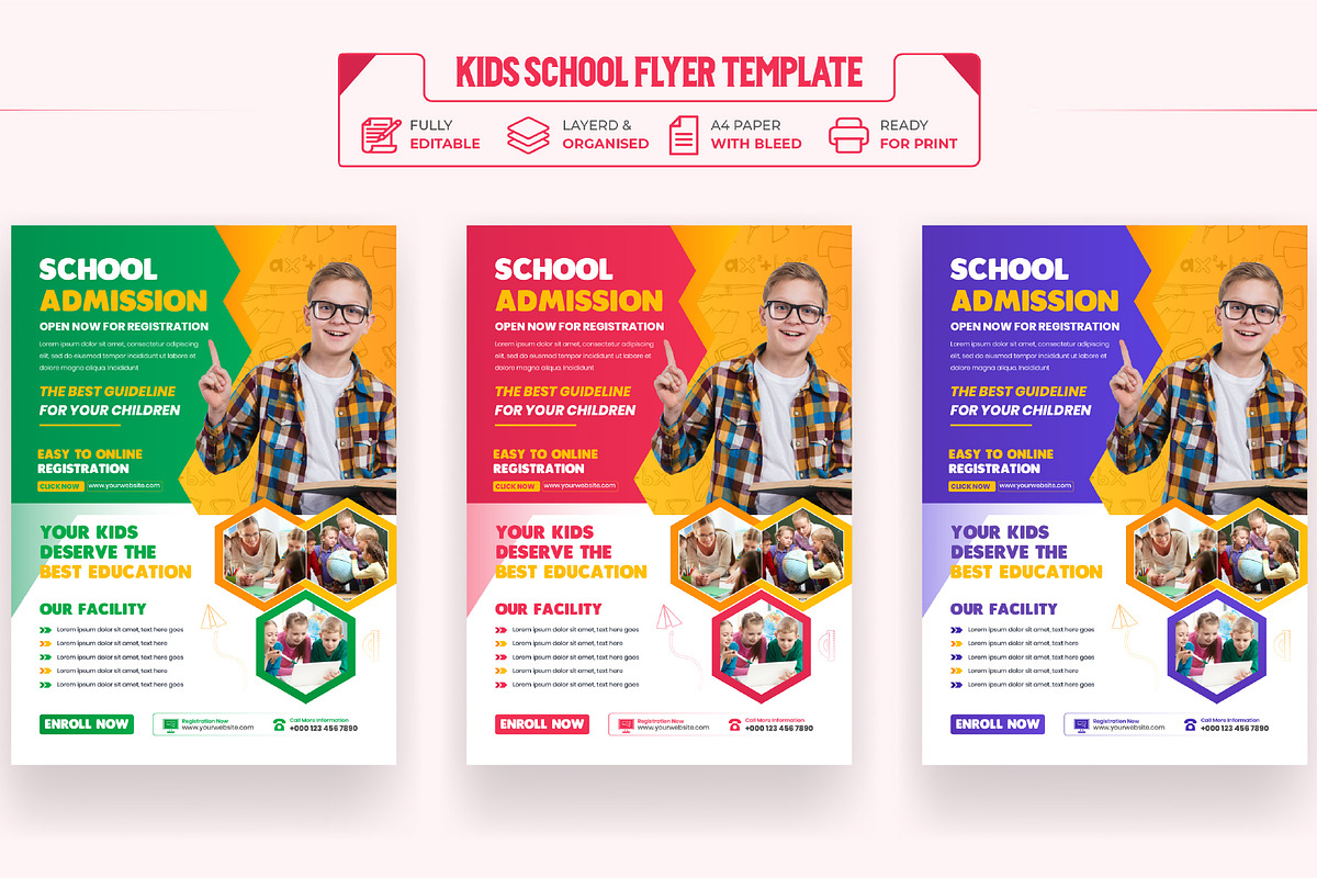 Kids school Admission Flyer Template, a Marketing Template by Mk_Studio (Photo 2 of 11)