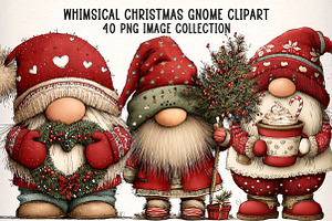 Whimsical Christmas Gnome Clipart, an Illustration by Dream Creation