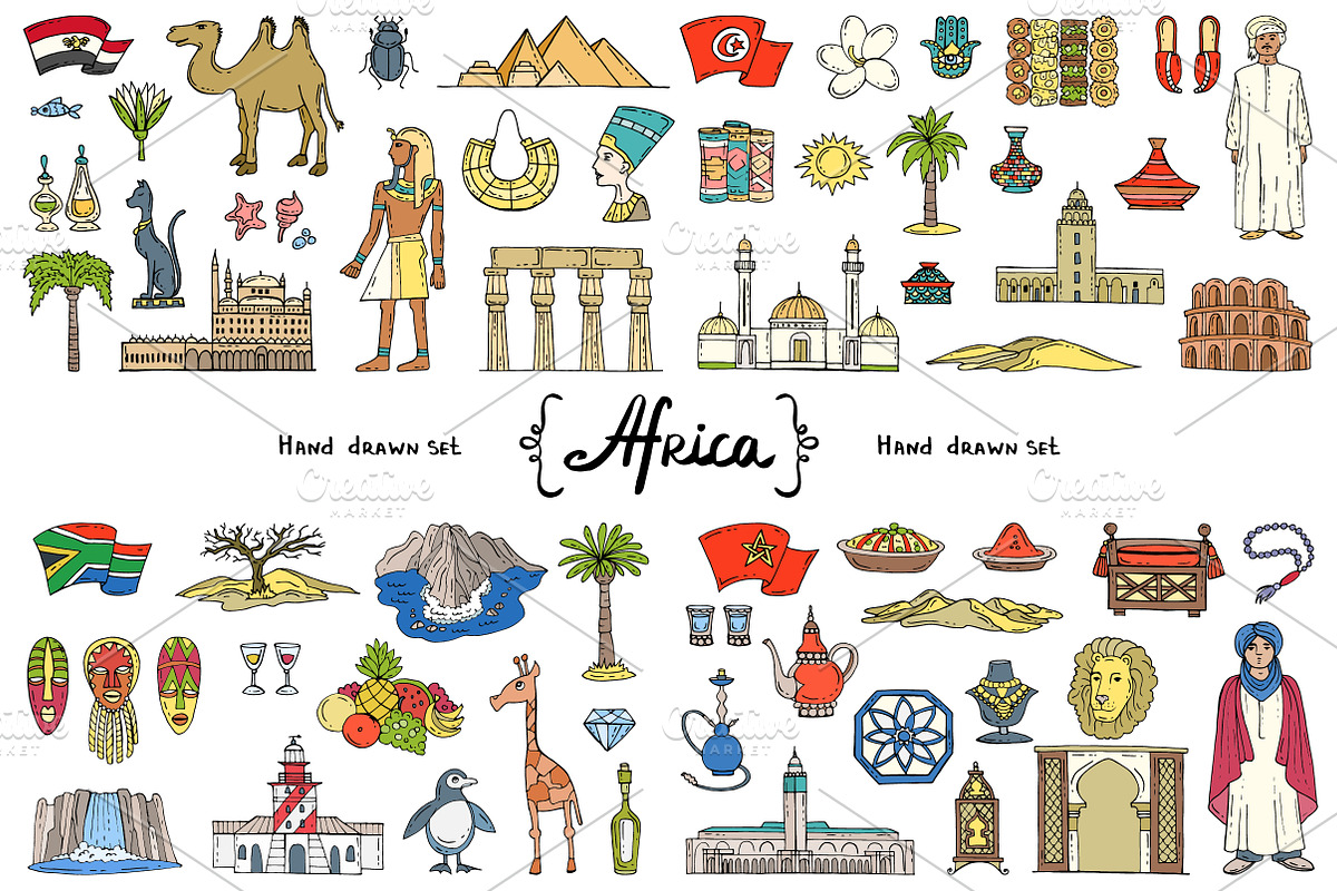 Vector set on the theme of Africa, an Object Graphic by Olga Chuklay (Photo 1 of 2)