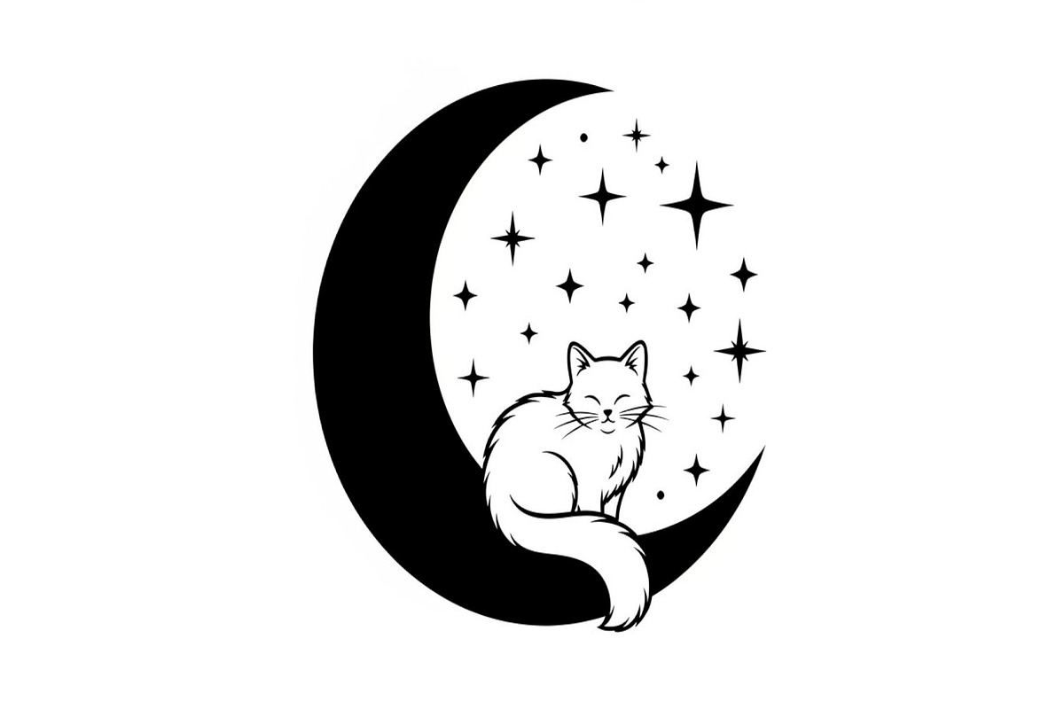 50 Cat Moon Silhouette Vector Bundle, an Illustration by jahid234 (Photo 2 of 51)