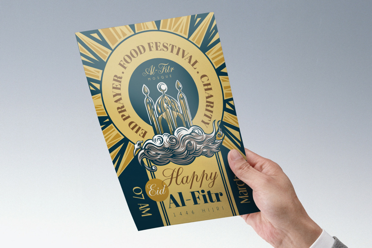 Hand Drawn Mosque Eid Al-Fitr Flyer, a Flyer Template by ashenterprise (Photo 2 of 3)