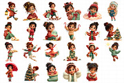 Christmas Whimsical Girl Clipart, an Illustration by Daily.Designs (Thumbnail 4 of 5)