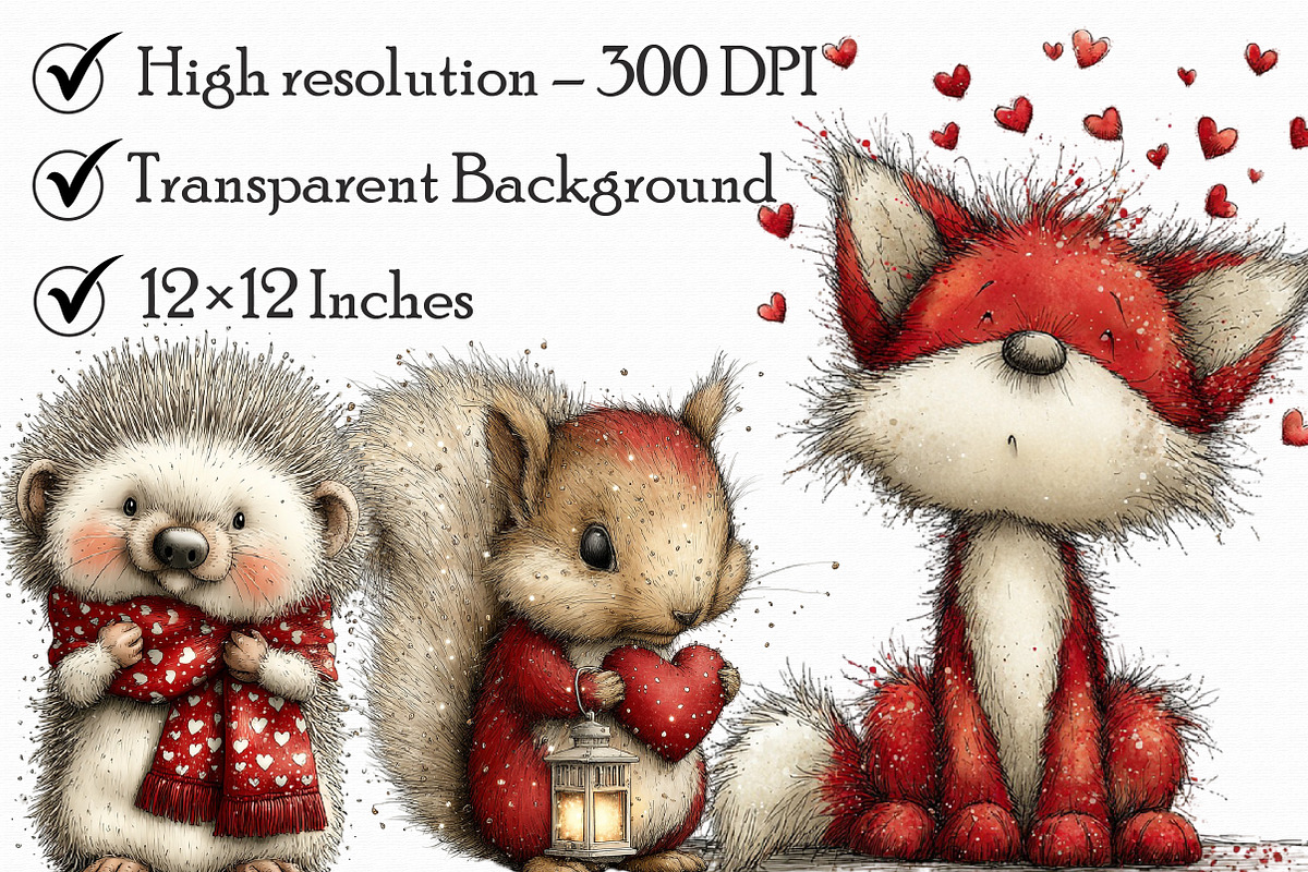 Cute Valentine Forest Animals Clipar, an Illustration by Libby Wishes (Photo 6 of 7)