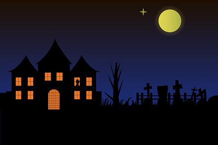 Halloween landscape with dark house 