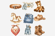 Cowboy Baby Denim Clipart Bundle, a Seasonal Illustration by Tanya Kart (Thumbnail 5 of 6)