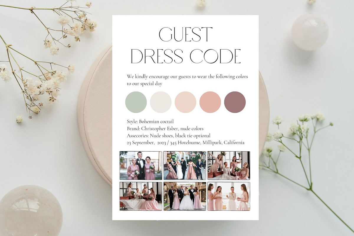 Dresscode card with photo, a Card Template by EvaTemplates (Photo 2 of 5)