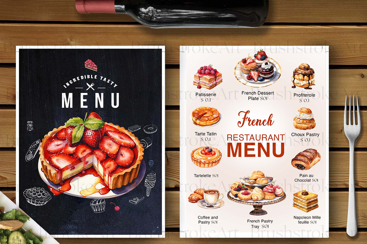 Watercolor French Pastry Clipart, an Illustration by BrushstrokeArtGB (Photo 8 of 9)