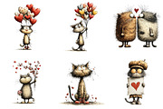 Whimsical Cats Valentines Day, an Illustration by DreamArtGraphic (Thumbnail 3 of 4)