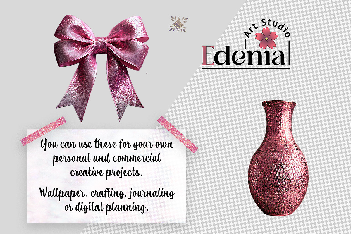 Pink Glitter Party Cliparts, a Seasonal Illustration by EdeniaArtStudio (Photo 2 of 5)
