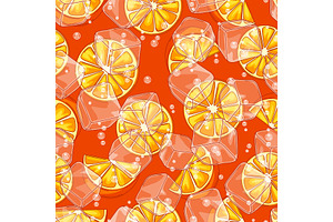 Seamless Pattern With Oranges. Ice