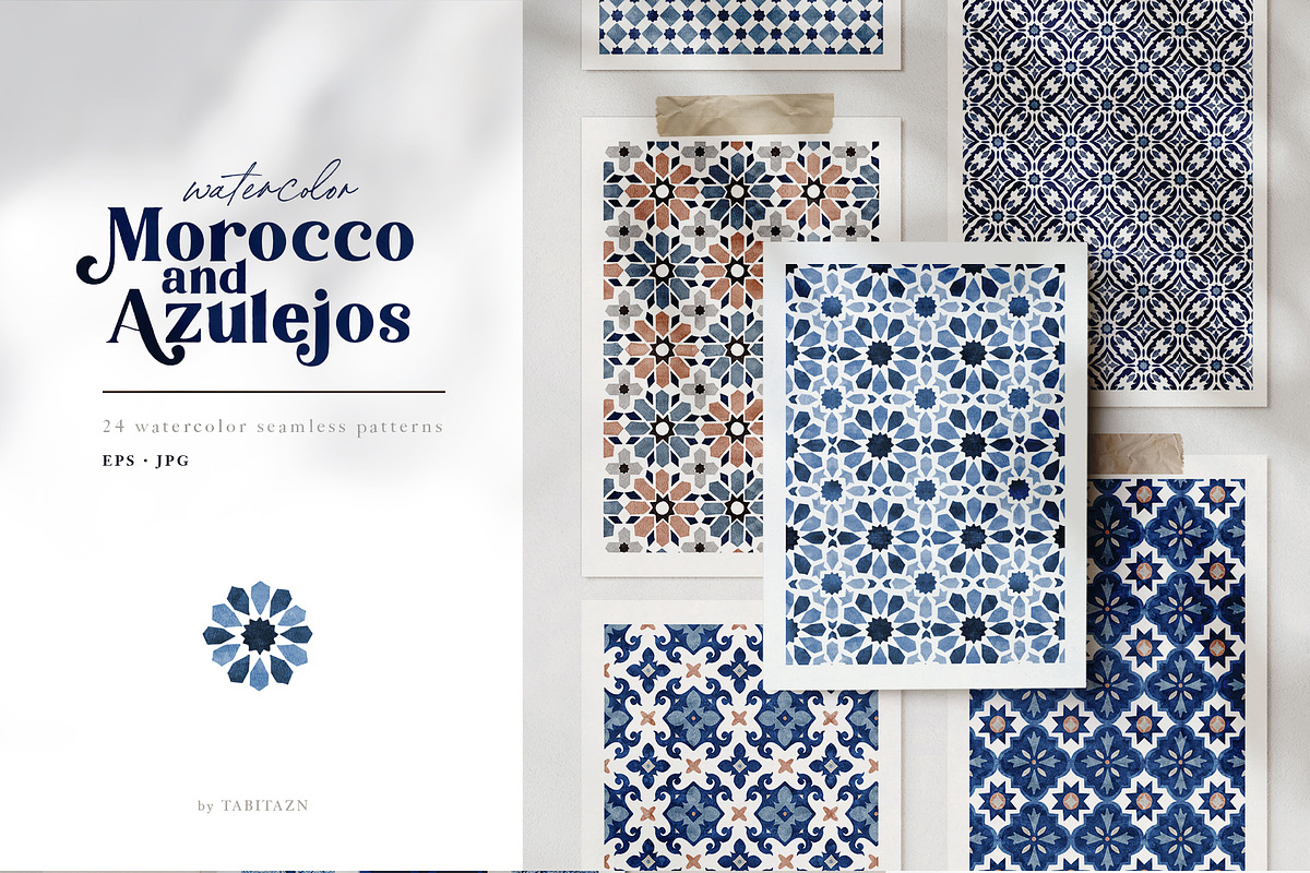 Morocco & Azulejos seamless patterns, a Pattern Graphic by Tabita's shop (Photo 1 of 18)