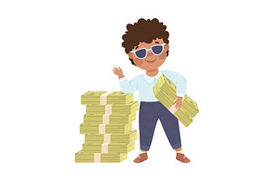 Happy Rich Boy Millionaire with, a Person Illustration by TopVectors