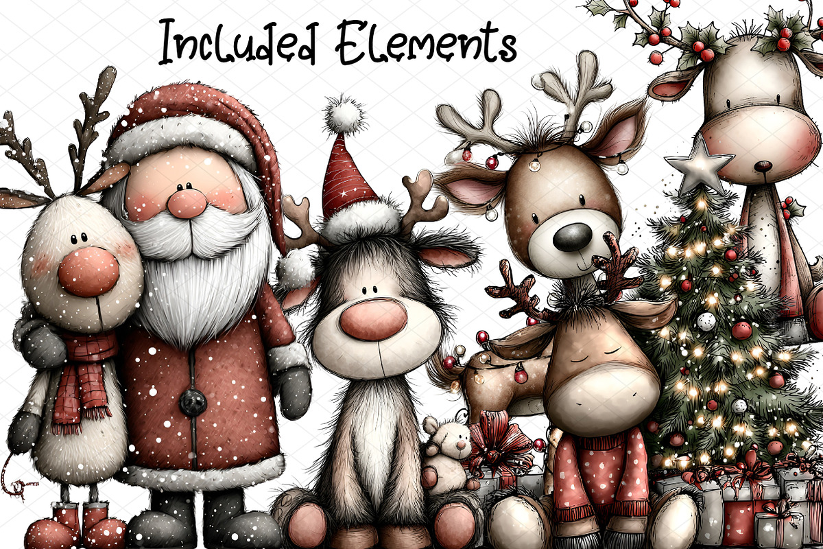 Whimsical Christmas Santa Reindeer, an Illustration by cherrydesign (Photo 2 of 4)