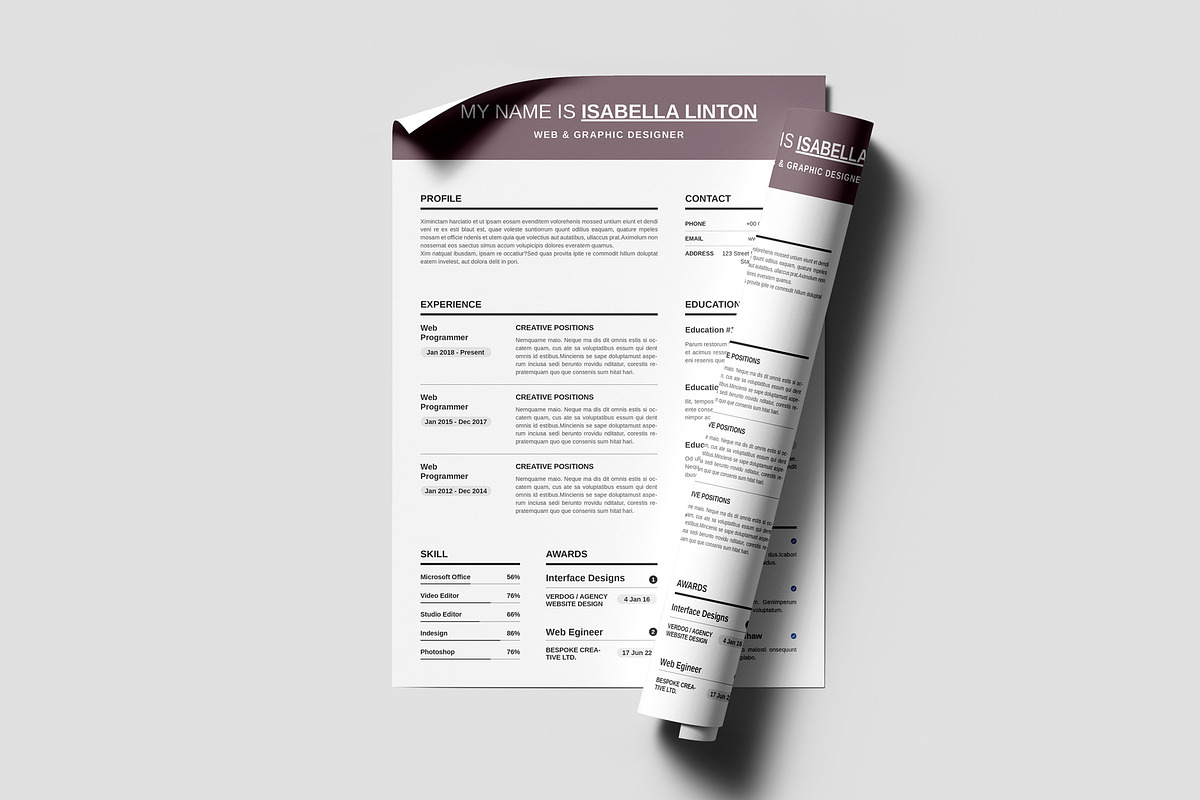 Modern Resume Template CV Design, a Resume Template by PixelStudio (Photo 4 of 5)