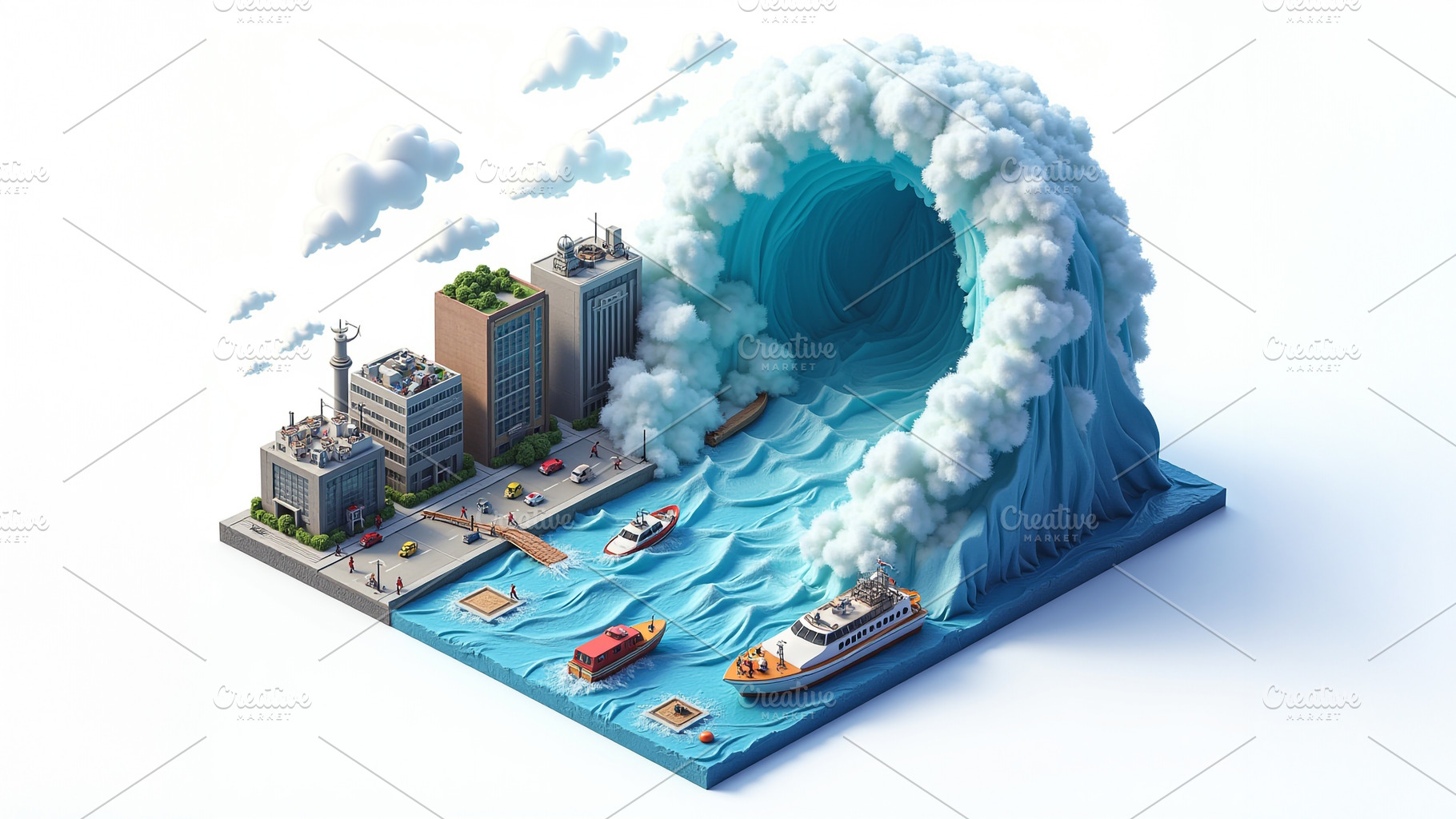 Isometric Low Poly 3D Render Of A Ci, a Nature Photo by Stock Shape