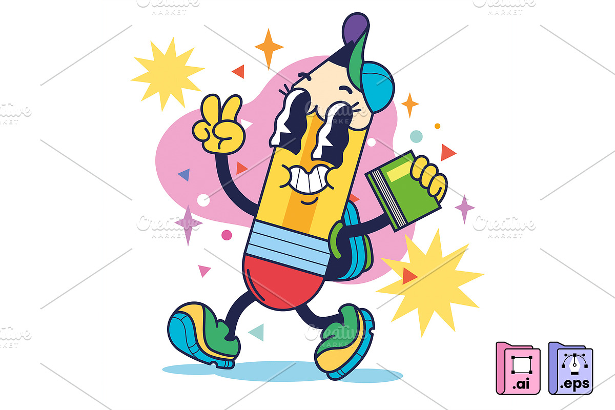 Rubberhose Back To School Pencil, an Illustration by MISS CHATZ